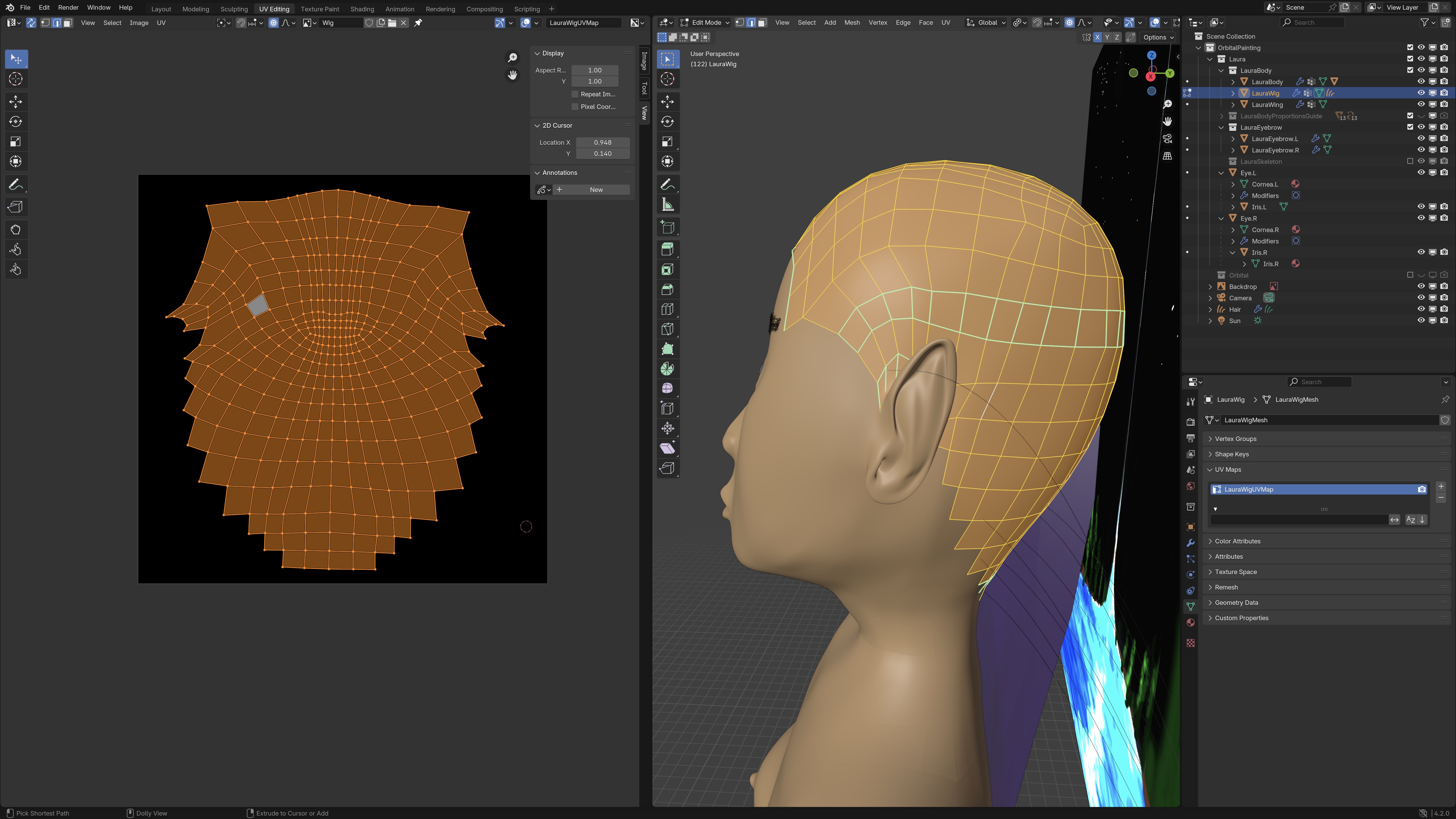 UV map for wig